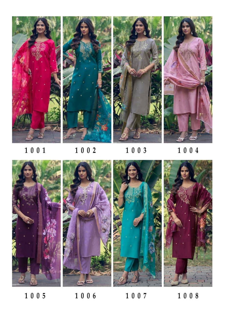  DHVANI VOL-1 By Girnar 1001 To 1008 Series Beautiful Festive Suits Colourful Stylish ROMAN SILK readymade dresses At Wholesale Price